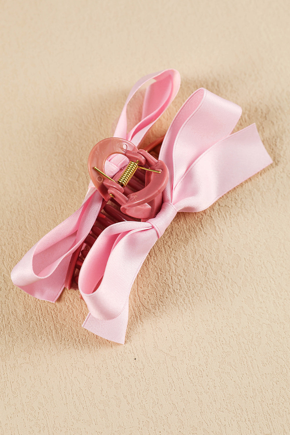 Light French Beige Solid Color Ribbon Bow Decor Hair Clip deb35c35c8e5048e