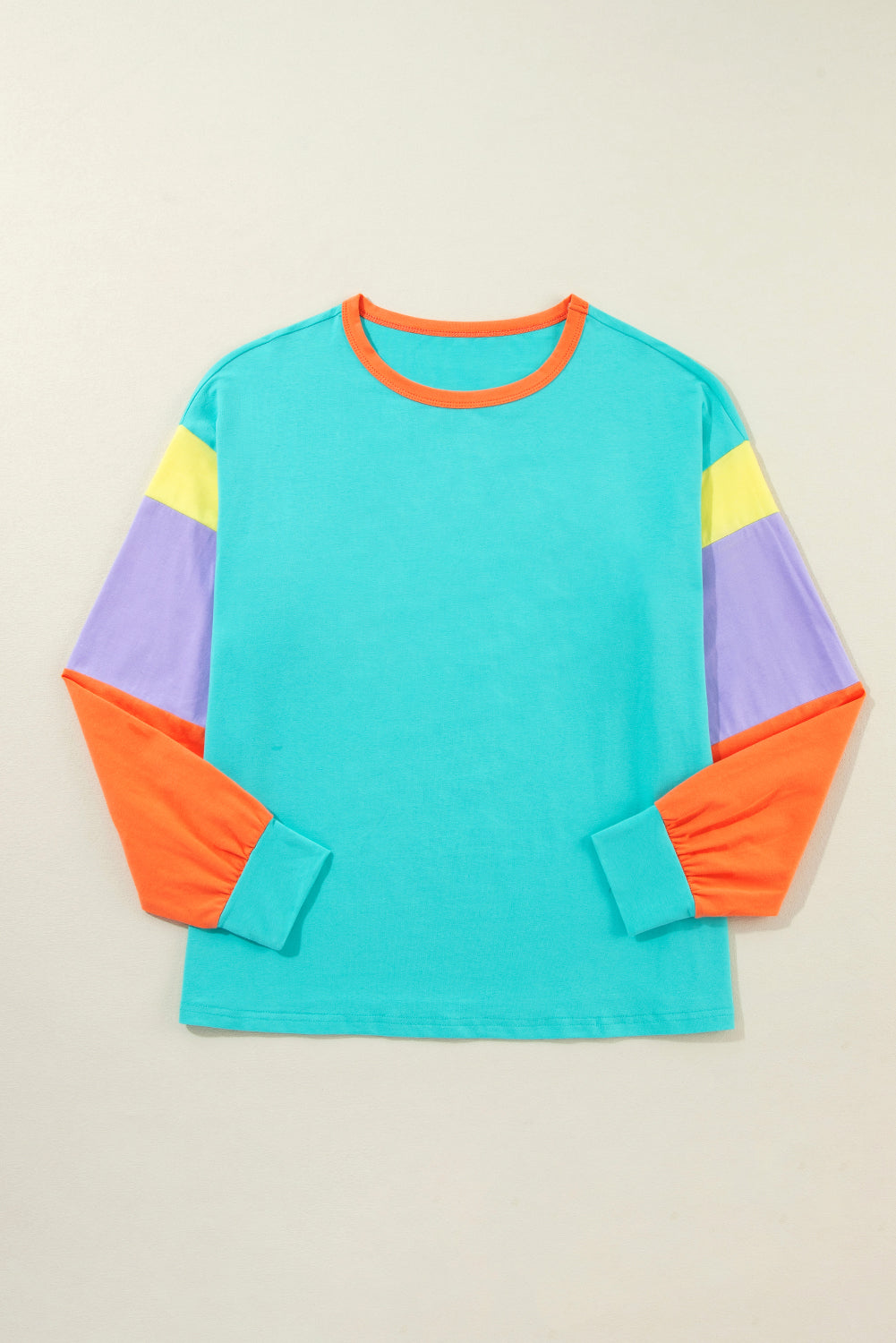 Green Color Block Sleeve Loose Fit Top deb47f8ff65e675f