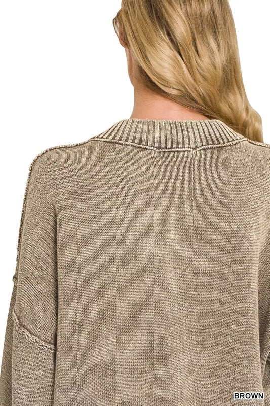 Washed Deep V-neck Oversized Sweater debc388a47d745d4a40ac8018a214d91-Max-Origin