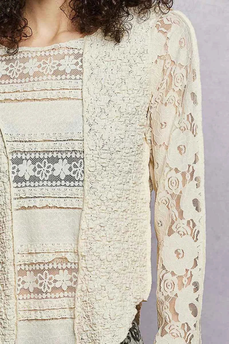 POL Round Neck Long Sleeve Exposed Seam Top with Lace Detail dec7a598-0daa-4d49-90c9-915ddab0fbfa-Max-Origin