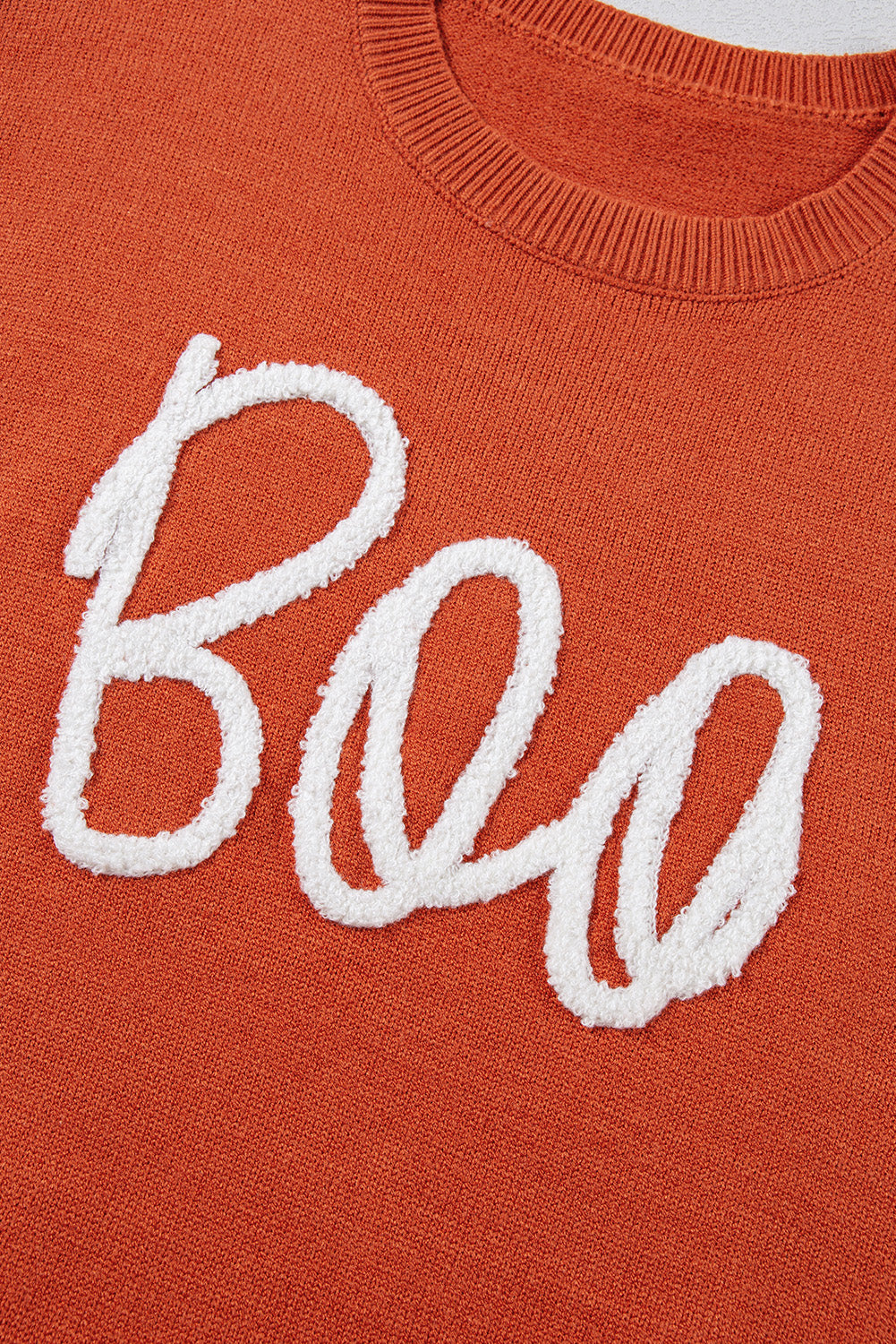 Orange Halloween Boo Drop Shoulder Knit Sweater dec8e0569ef45f35