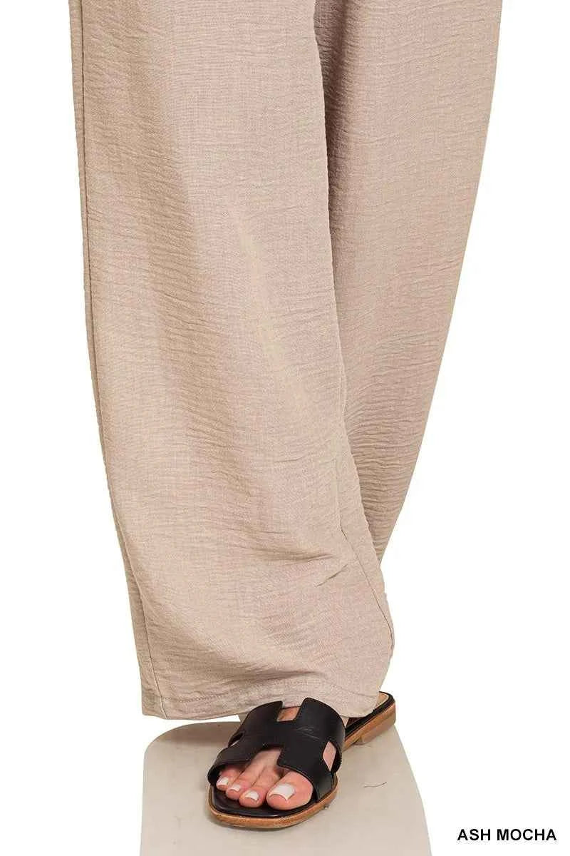 Zenana Woven Crepe Elastic Band Pants decaed69fc3e45b98ec70d70d059754c-Max-Origin