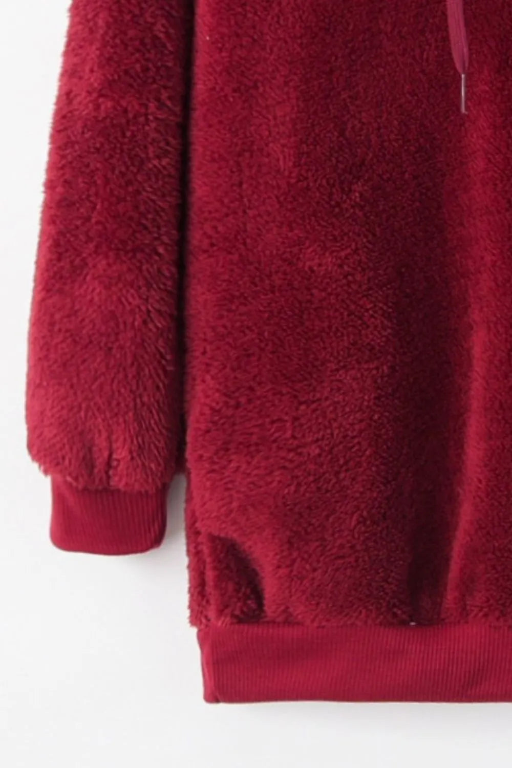 Full Size Quarter-Zip Drawstring Teddy Hoodie decbd2af-dfa2-40fc-9d92-f51f86c1a13e-Max