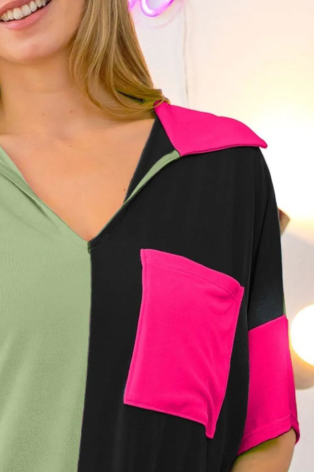 BiBi Slinky Knit Color Block V Neck Front Top decf9344-e49c-4ee1-9f06-b68cee951028-Max-Origin