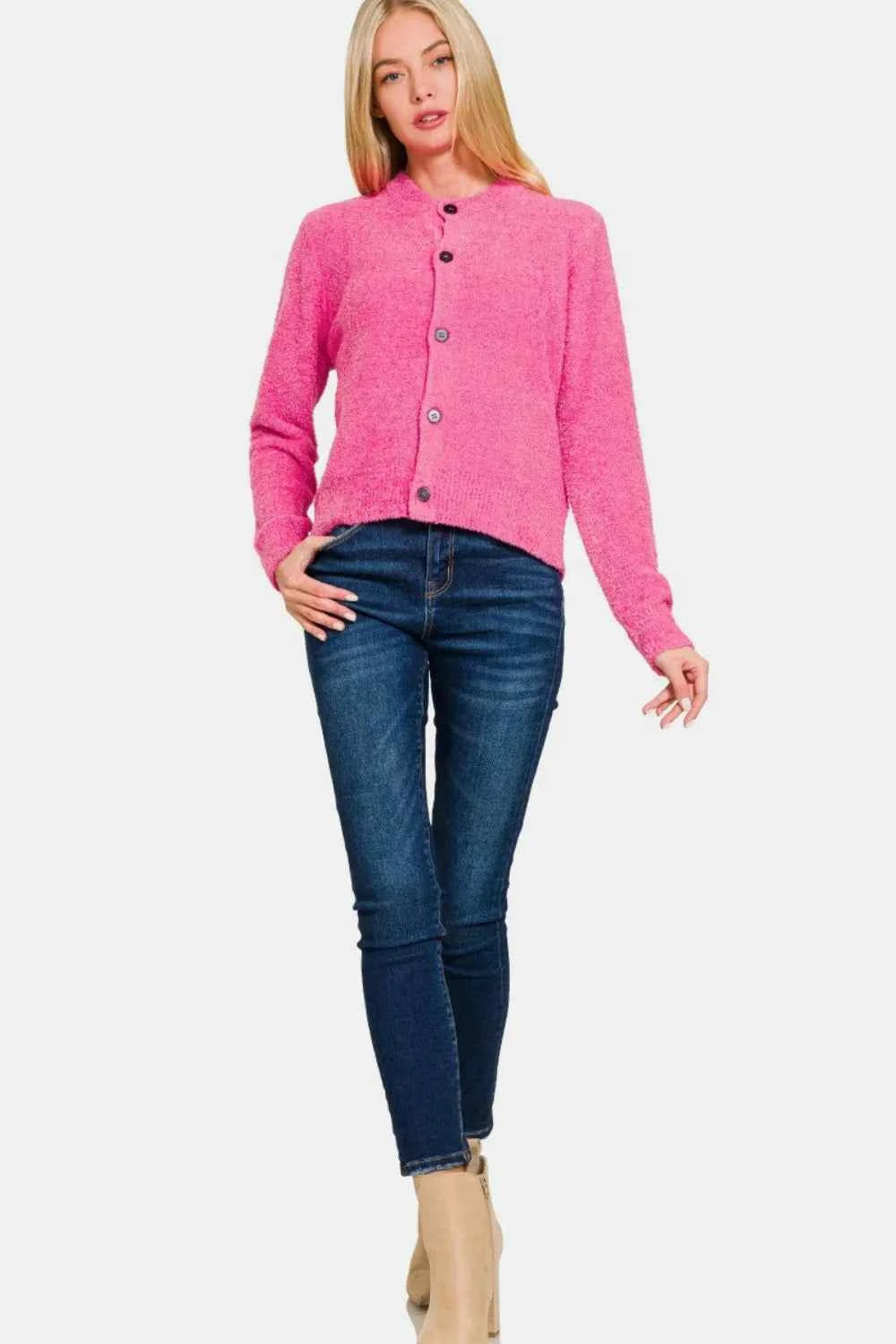 Zenana Button Down Long Sleeve Sweater Cardigan ded2b8f7-2ec2-4c83-bc62-692c3362ec6b-Max