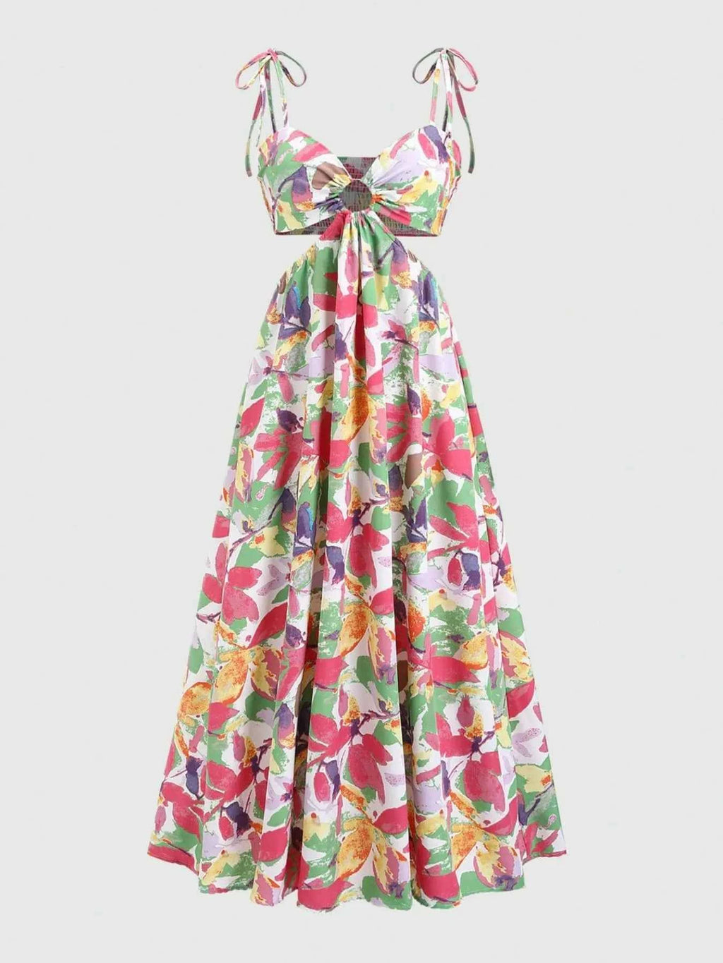 Cutout Printed Tie Shoulder Dress ded4130f-fb49-45db-812f-d7643dcea93a-Max-Origin