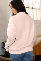 Apricot Pink TEXAS Letter Printed Mock Neck Baggy Sweatshirt ded645c6e77b2aad