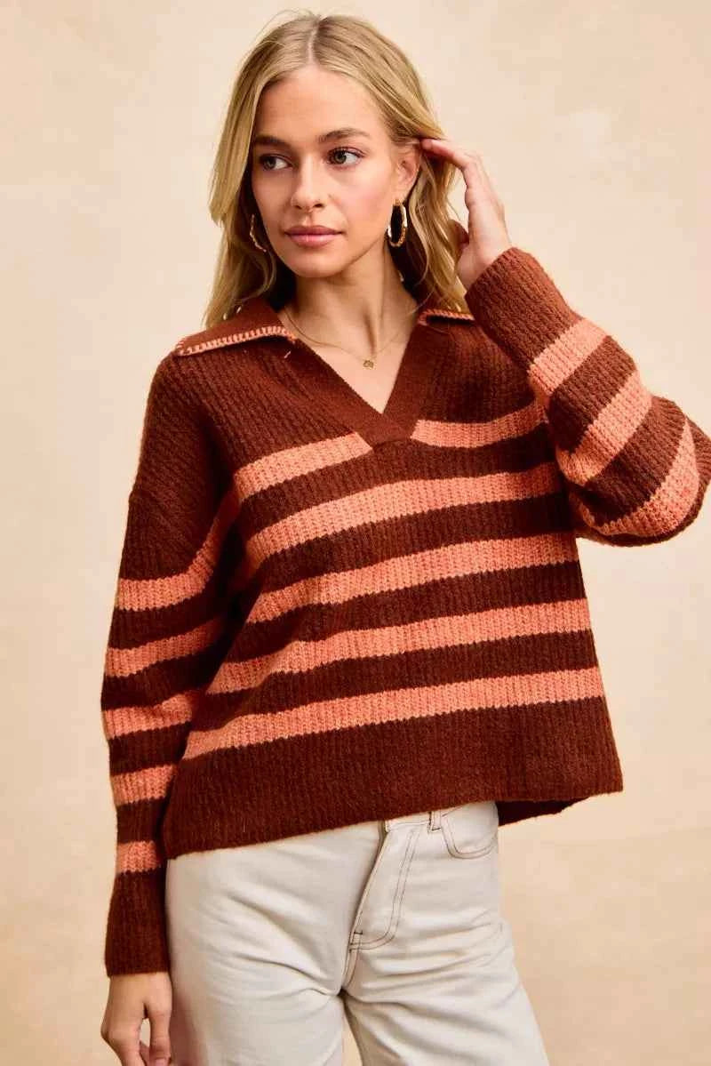 BiBi Striped Sweater Top with Collar Stitched Details ded7014e5dae4b9b858b71b5758b6127-Max-Origin