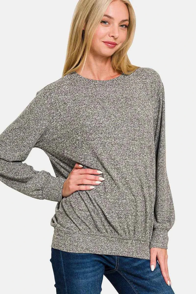 Zenana Full Size Melange Round Neck Top ded75753-34bd-42b3-a744-aa9ede583cc9-Max