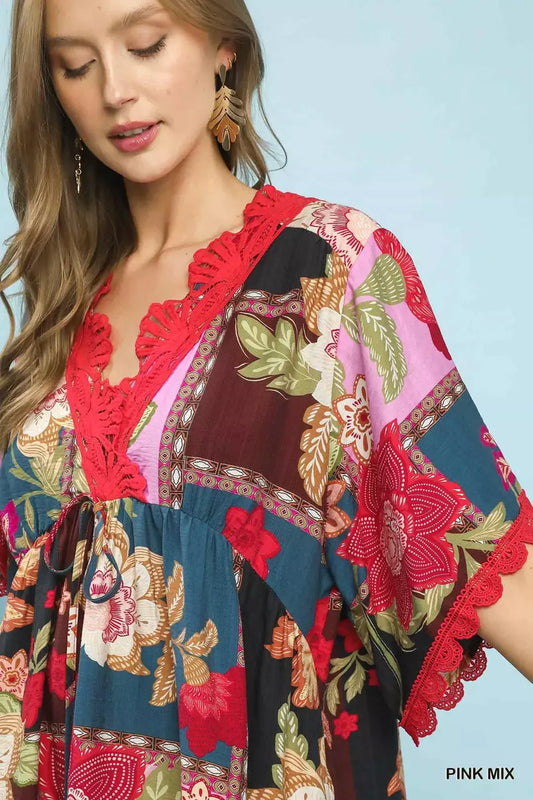Abstract Print V-Neck Mini Dress ded95fdf-77f9-4152-b228-0b075d3ffdd9-Max-Origin