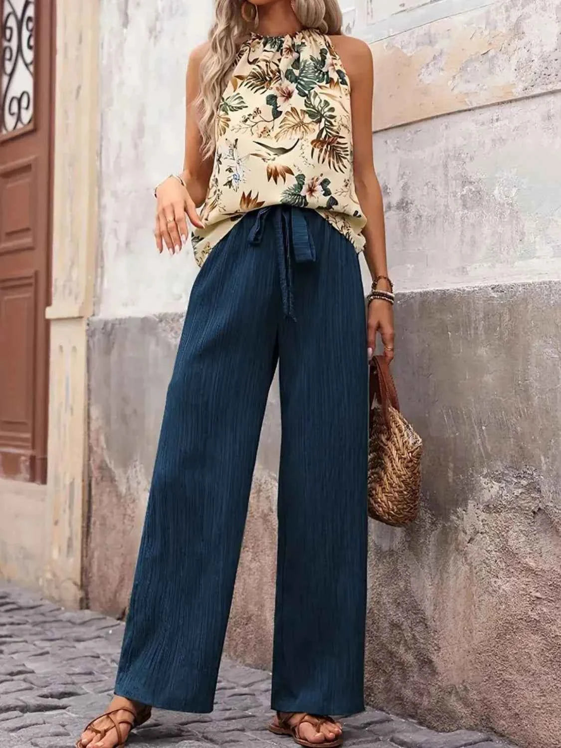 Printed Tank Top and Wide Leg Pants Set Peacock Blue dedba905-a4e8-4c39-a6a0-00f0b72522e6-Max-Origin