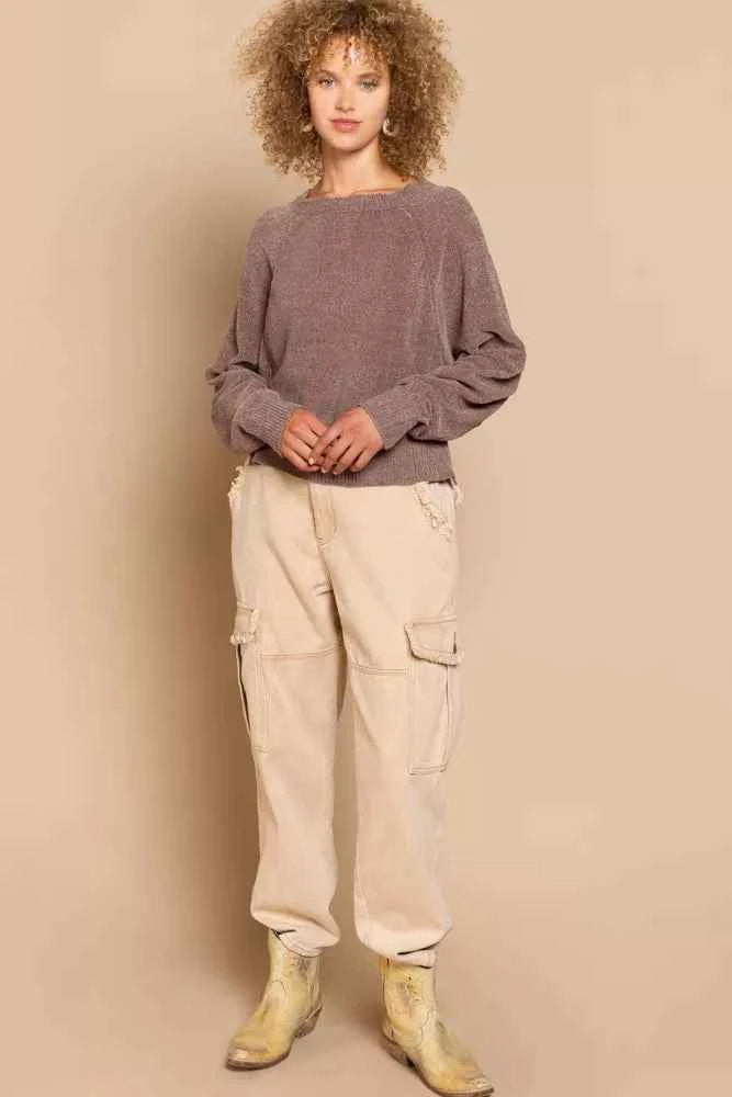 POL Round Neck Backless Sweater with Ribbed Edge dee19d00-bd12-4db0-a10f-c9d2c9cdbf16-Max-Origin
