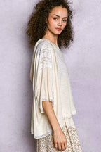 POL Short Sleeve Hoodie Top with Lace Detail dee2f04d-8e81-41db-80c6-85de6e93da8e-Max-Origin