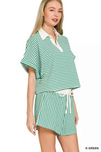Zenana Striped Collared Top & Shorts Set dee4cdc26904483897f6b0a5800eff0a-Max-Origin