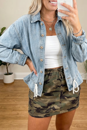 Beau Blue Draw-cord Hem Light Wash Denim Jacket Beau Blue 82%Cotton+10%Polyester+8%Viscose deedc45cd227e858