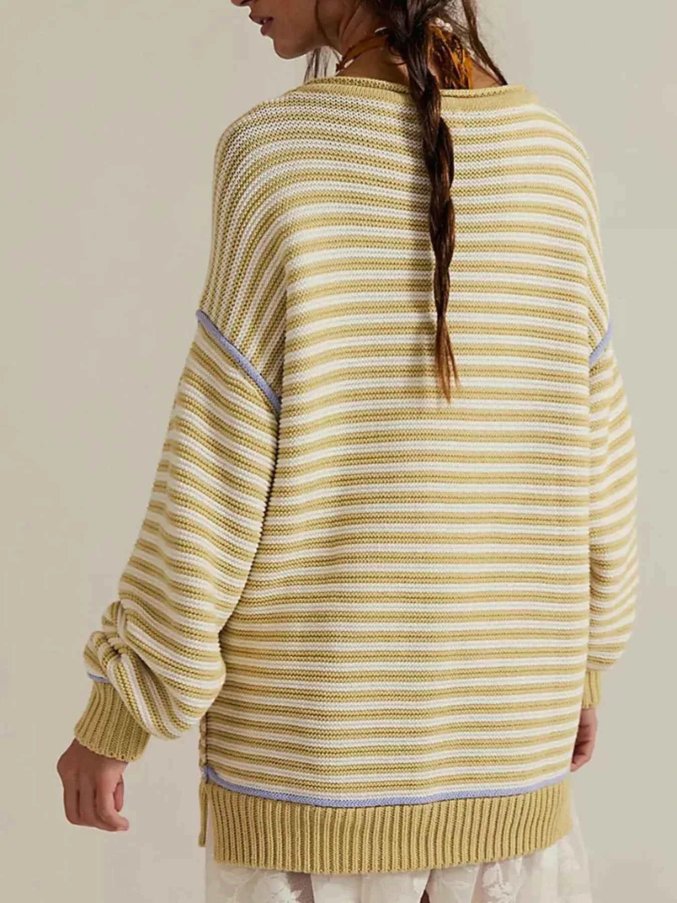 Slit Striped Oversized Sweater def290af-12aa-4566-b897-e57f09faca1b-Max-Origin