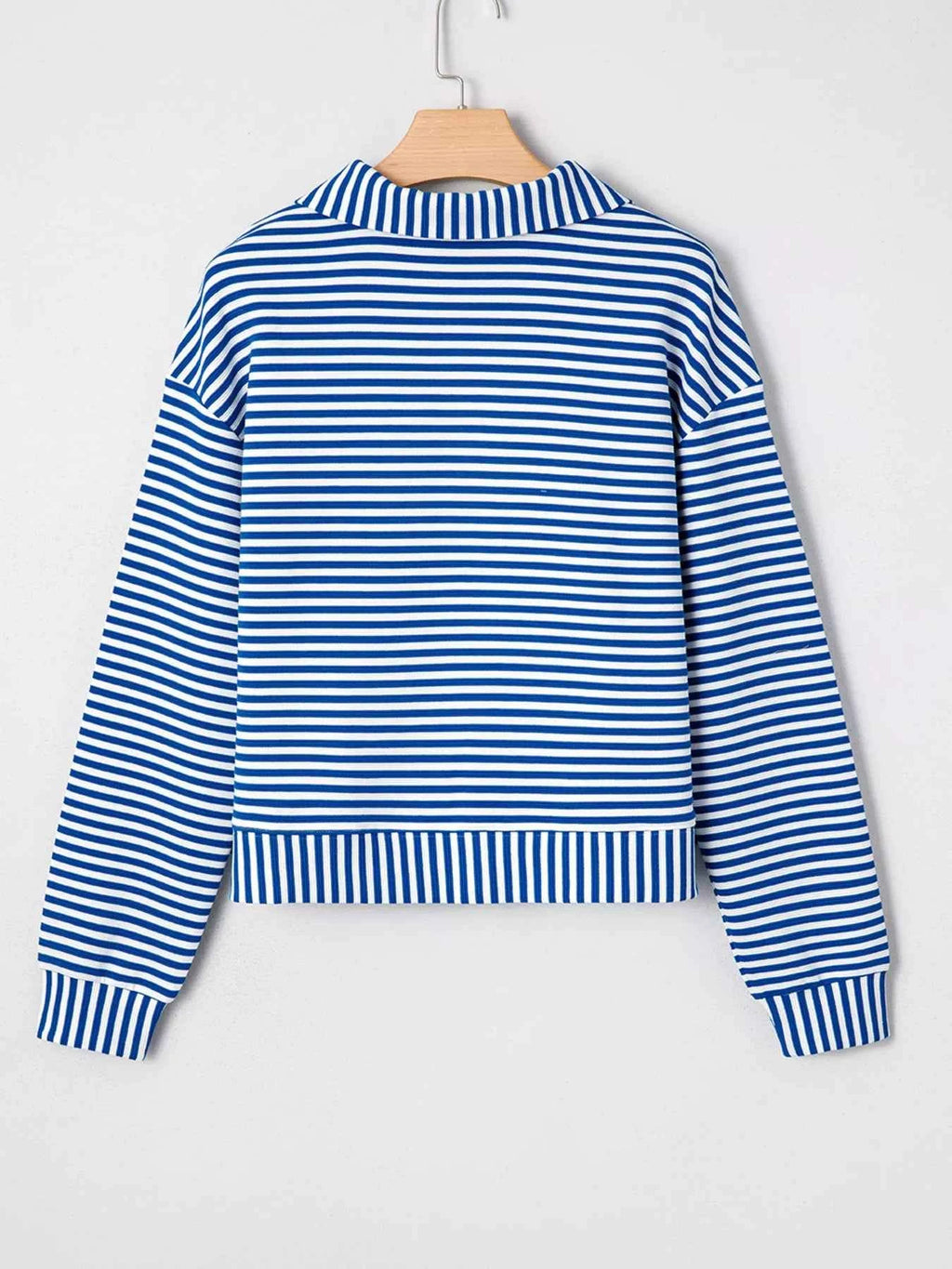 Stripe Quarter Zip Collar Long Sleeve Top def3a18da20d4033a2977c7159788452-Max-Origin