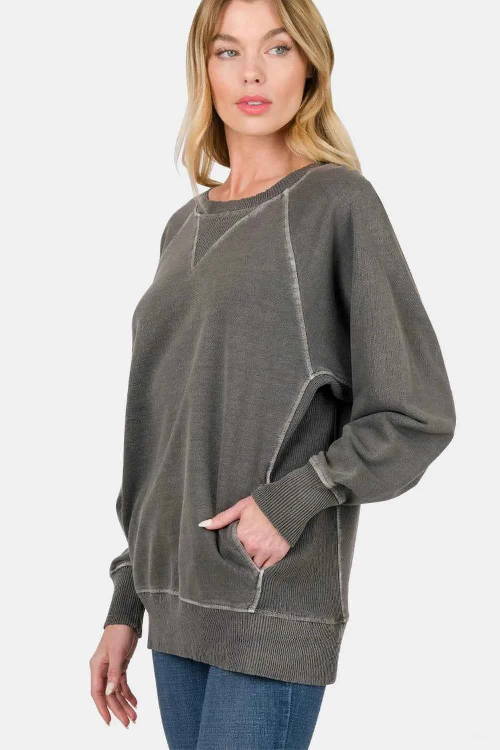 Zenana Round Neck Long Sleeve Sweatshirt Black def5d78c-6ada-4b3d-859d-2caee1a498a3-Max
