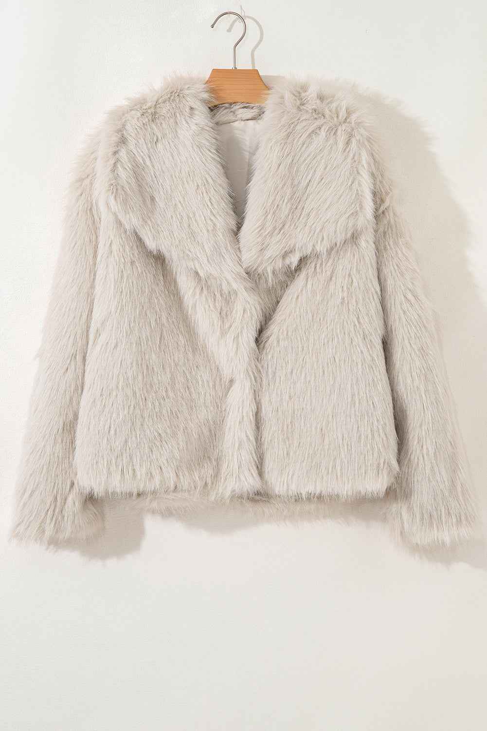 Jet Stream Solid Long Sleeve Thick Fuax Fur Coat defb451c64c46a56