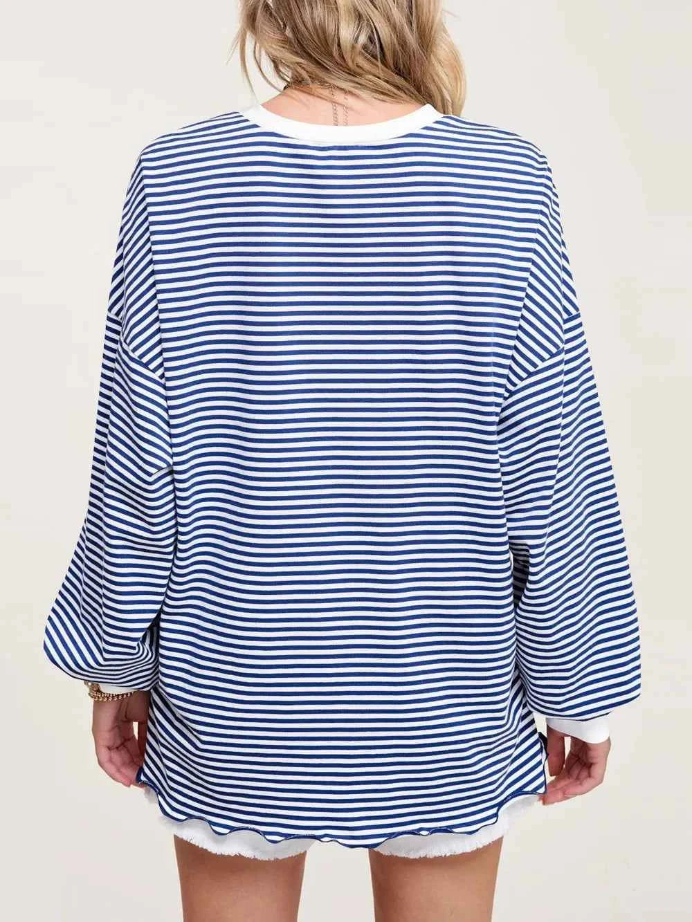Contrast Striped Long Sleeve Sweatshirt df053651-df7a-4bab-bd0e-c2455c831d7b-Max