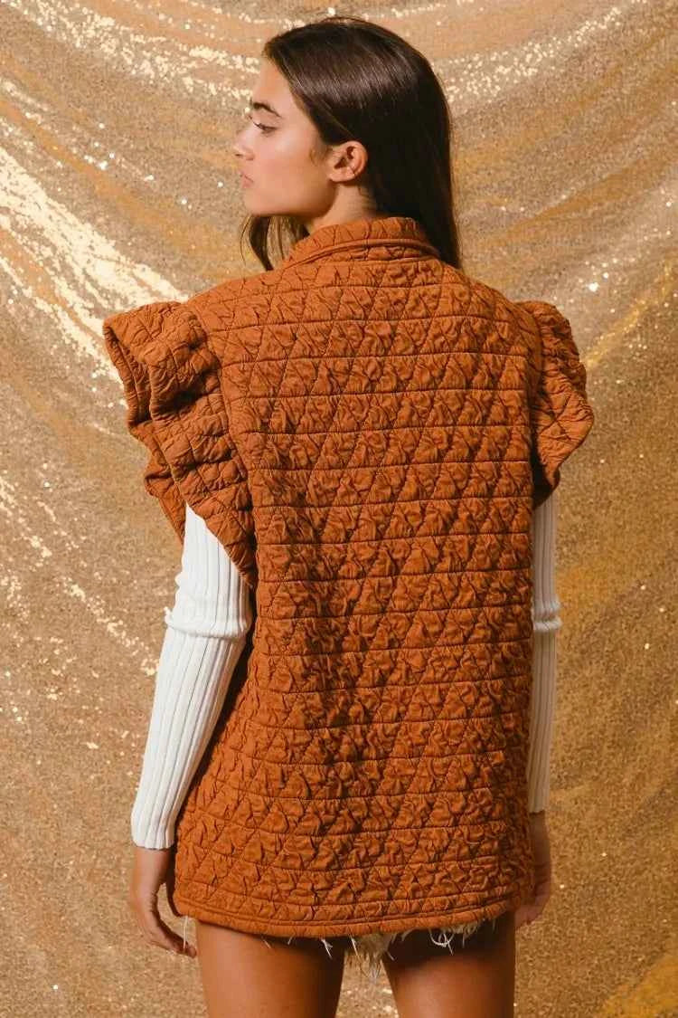 Quilting Knit Ruffle Sleeve Vest df0c64043bba429abaa77d101bdaf97c-Max-Origin