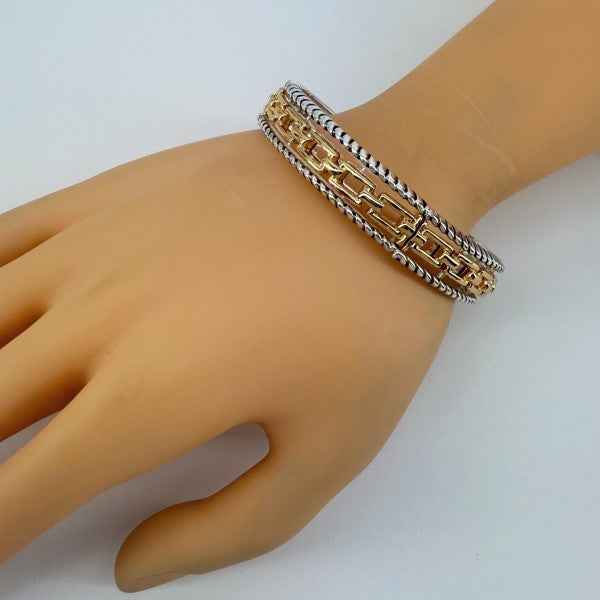 Stretchable Bracelet With Filigree and Cuban Link df1dd834-6b82-4fdb-ac63-6e784ba67e49