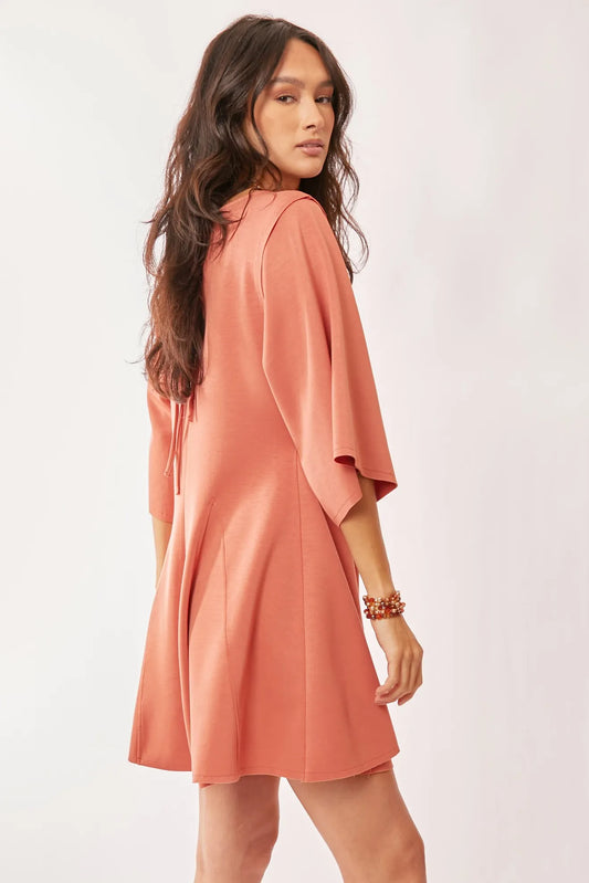 Solid Draped Sleeve Ties Back Skort Romper df226aca94d84b52a6012b082e0e3136-Max-Origin