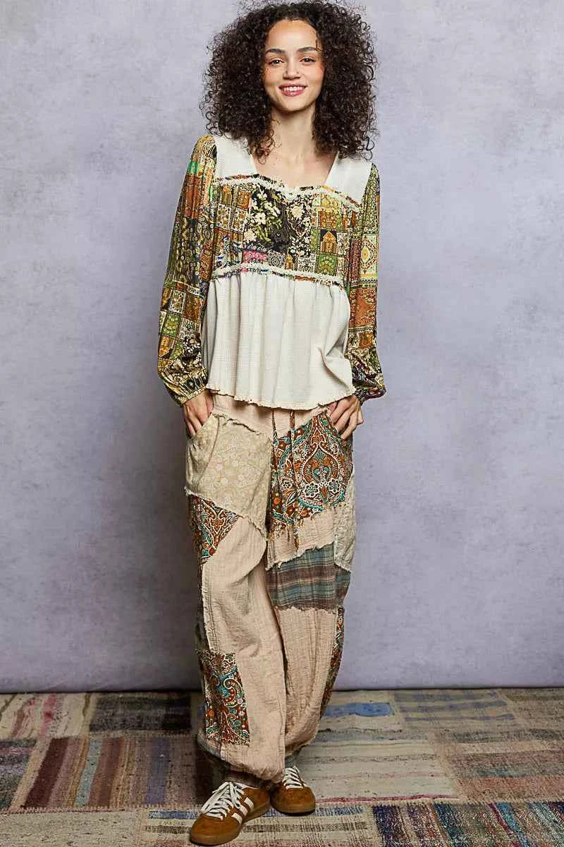 POL Balloon Sleeve Peplum Blouse with Trim Detail df45f970-fade-4284-9812-d55da49f0550-Max-Origin