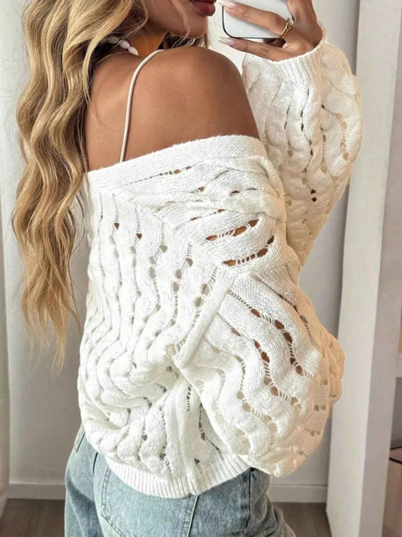 Openwork Button Up V-Neck Cardigan df471e6b-f46f-4269-8289-1f78ca02f581-Max-Origin