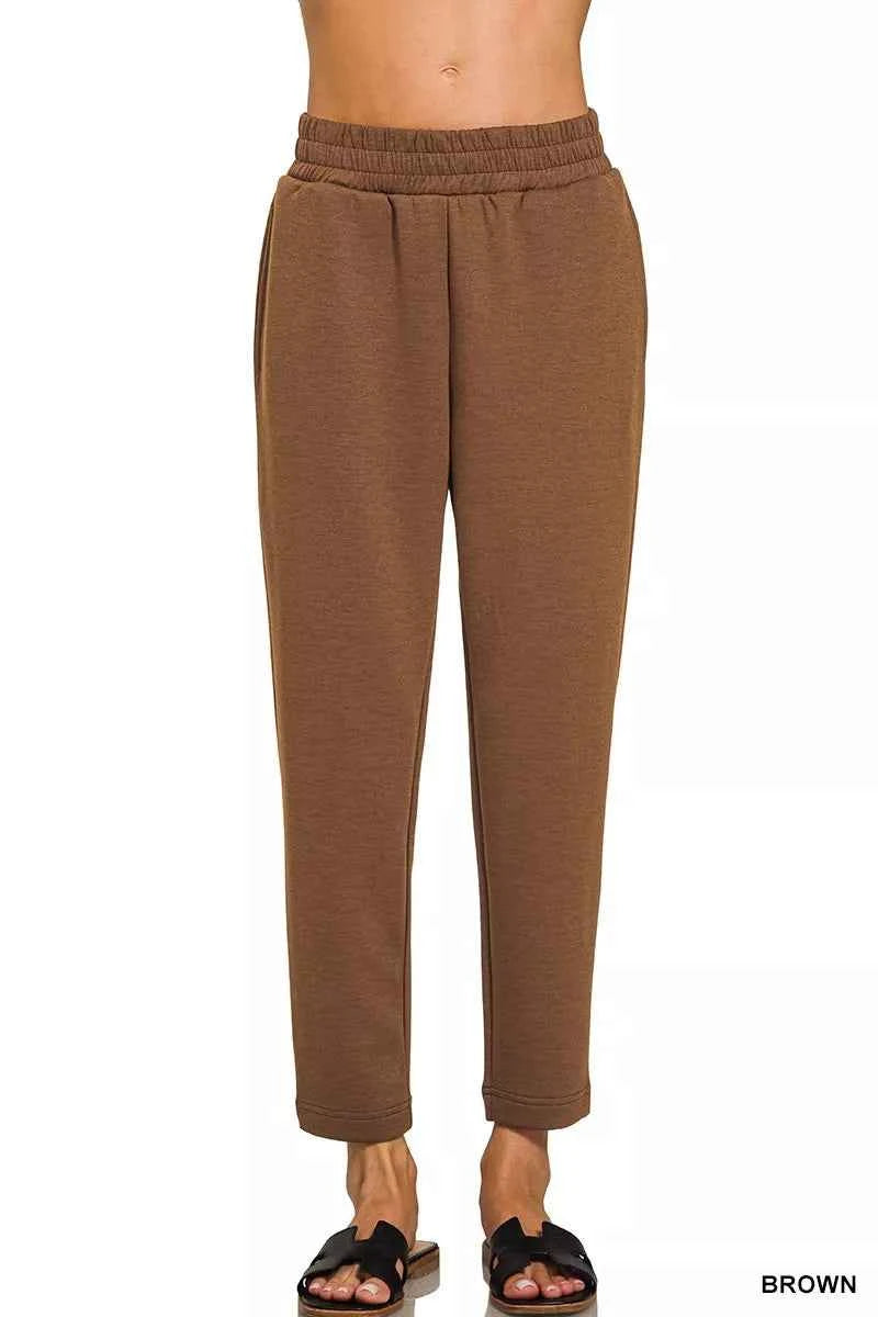 Zenana Scuba Capri Sweatpants with Pocket BROWN df498284bd1e441f9c6ed22f18c040a5-Max-Origin