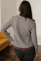 Stripe Textured Knit Long Sleeve T-Shirt df4a0478-8aa7-4156-8998-a8fc92d75040