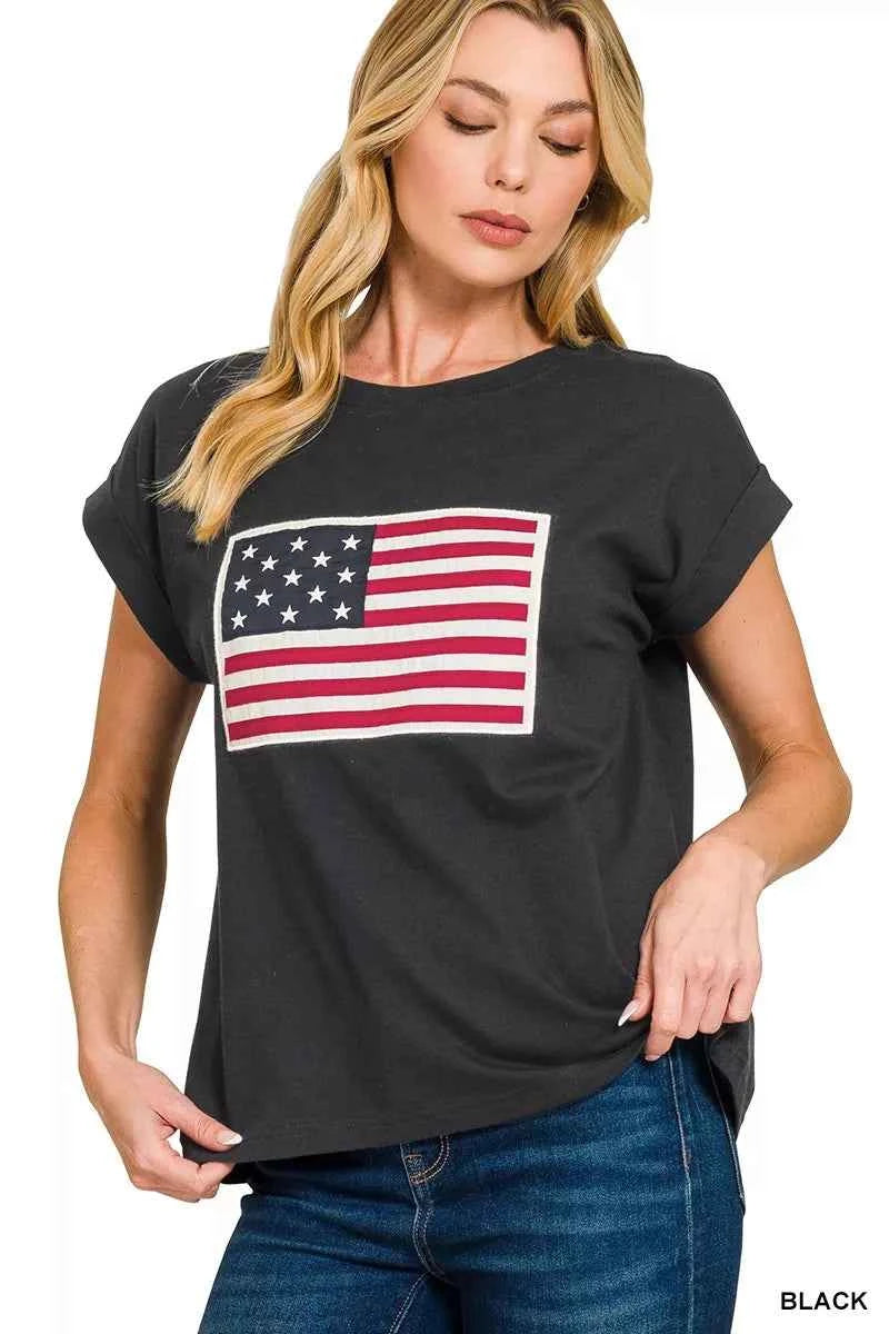 Zenana Full Size US Flag Round Neck Short Sleeve T-Shirt Plus Size df5a8f6192aa46d08ee08dbd1561fe3a-Max-Origin