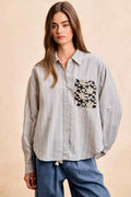 BiBi Flower Jacquard Knit Patch Pocket Stripe Shirt GREY BLACK df5bdabc029c425e8200b5b32988443b-Max-Origin