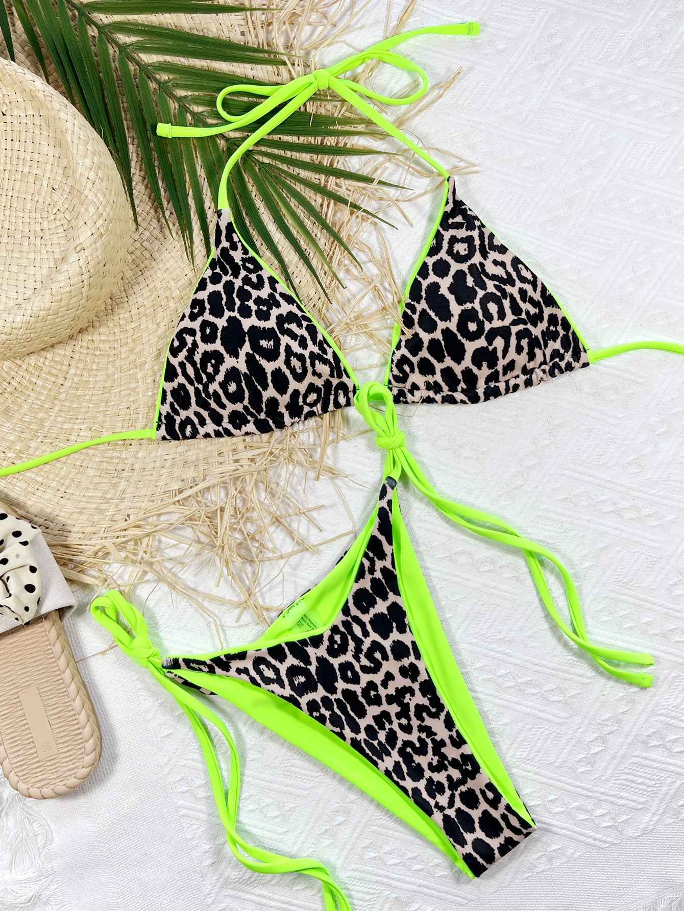 Leopard Print Halter Neck Tie Side Bikini Set df62507ffe6e46e88b0dbfb1e7a07105-Max
