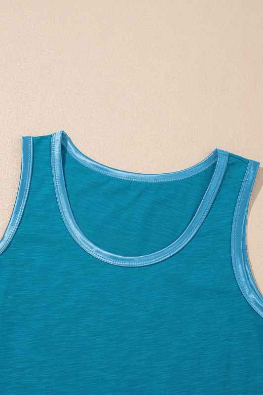 Metallic Contrast Trim Scoop Neck Tank Top df677079-1c19-42d3-b235-cc9c93ff3214