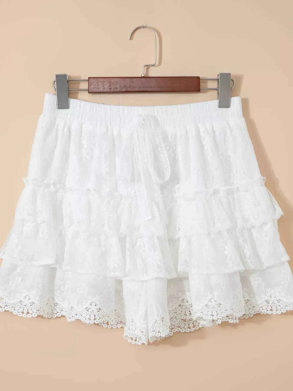 Lace Ruffle Tiered Drawstring Elastic Waist Shorts df68d5bb22b6451cb91f0b7f380a4f23-Max-Origin