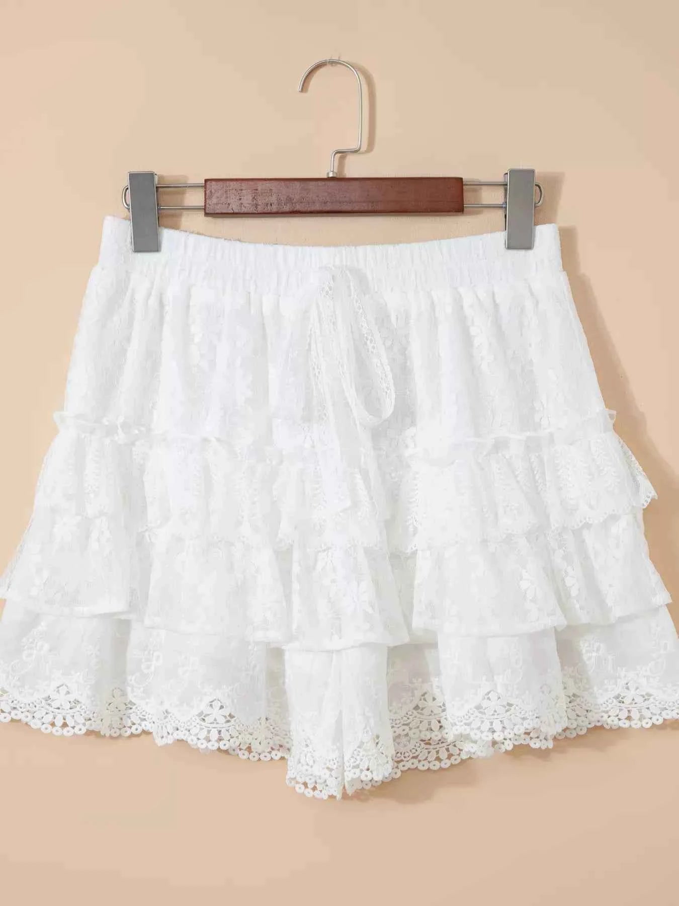 Lace Ruffle Tiered Drawstring Elastic Waist Shorts df68d5bb22b6451cb91f0b7f380a4f23-Max-Origin