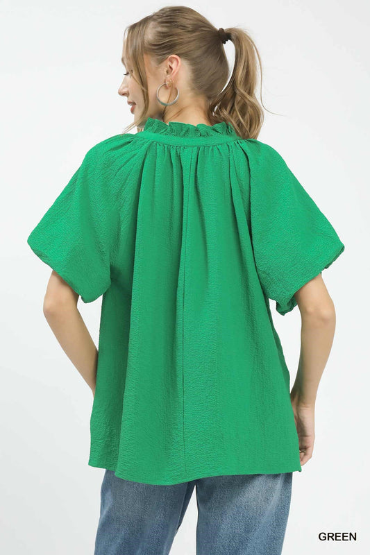 Puff Sleeve Ruffle Neck Tunic Blouse df71fa26-1337-4ab6-8f63-f3f5bbc315ac-Max