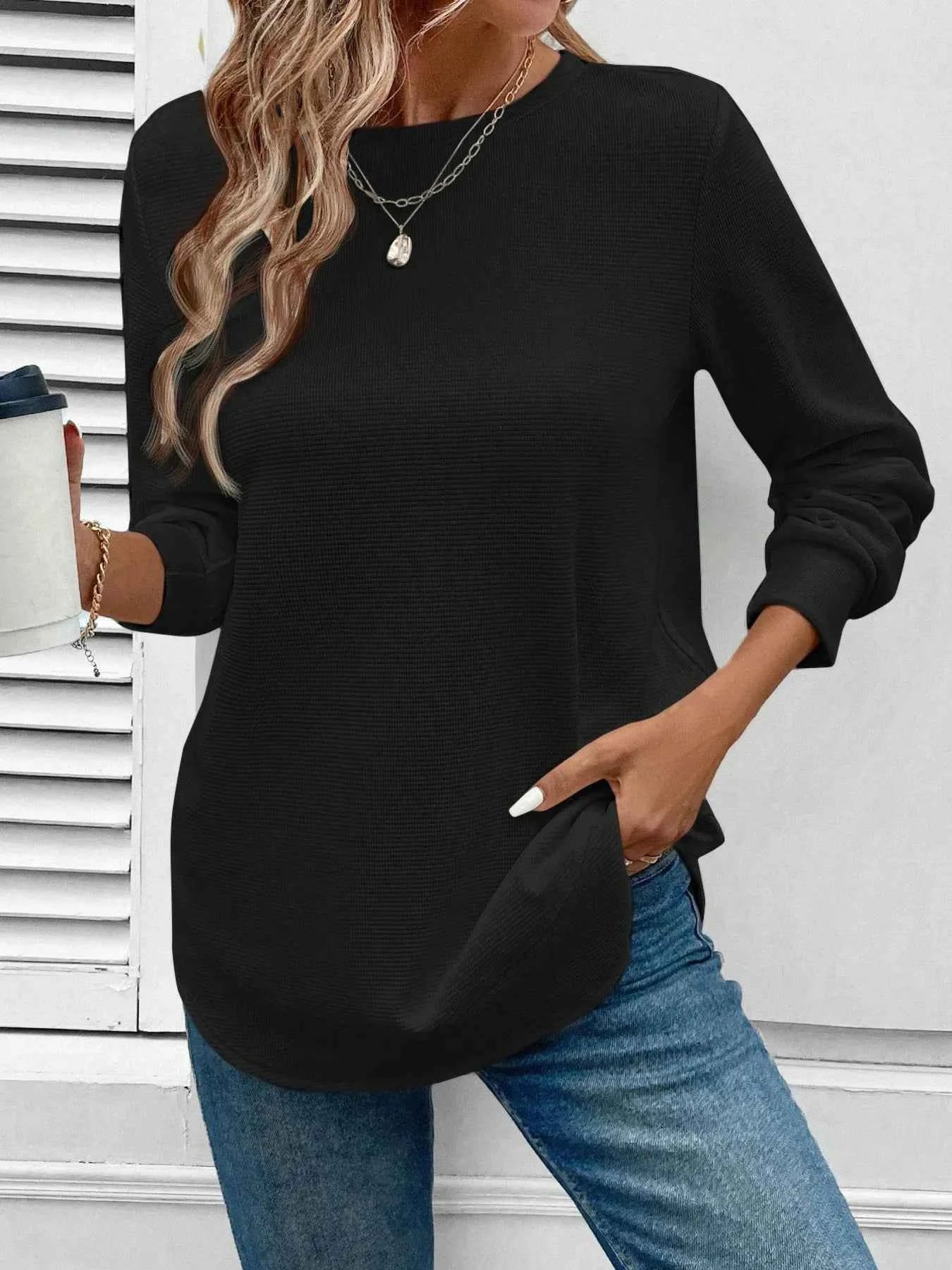 Round Neck Long Sleeve Casual Sweatshirt df834fb8ce3b4b4c93ef67444a4a9a33-Max-Origin