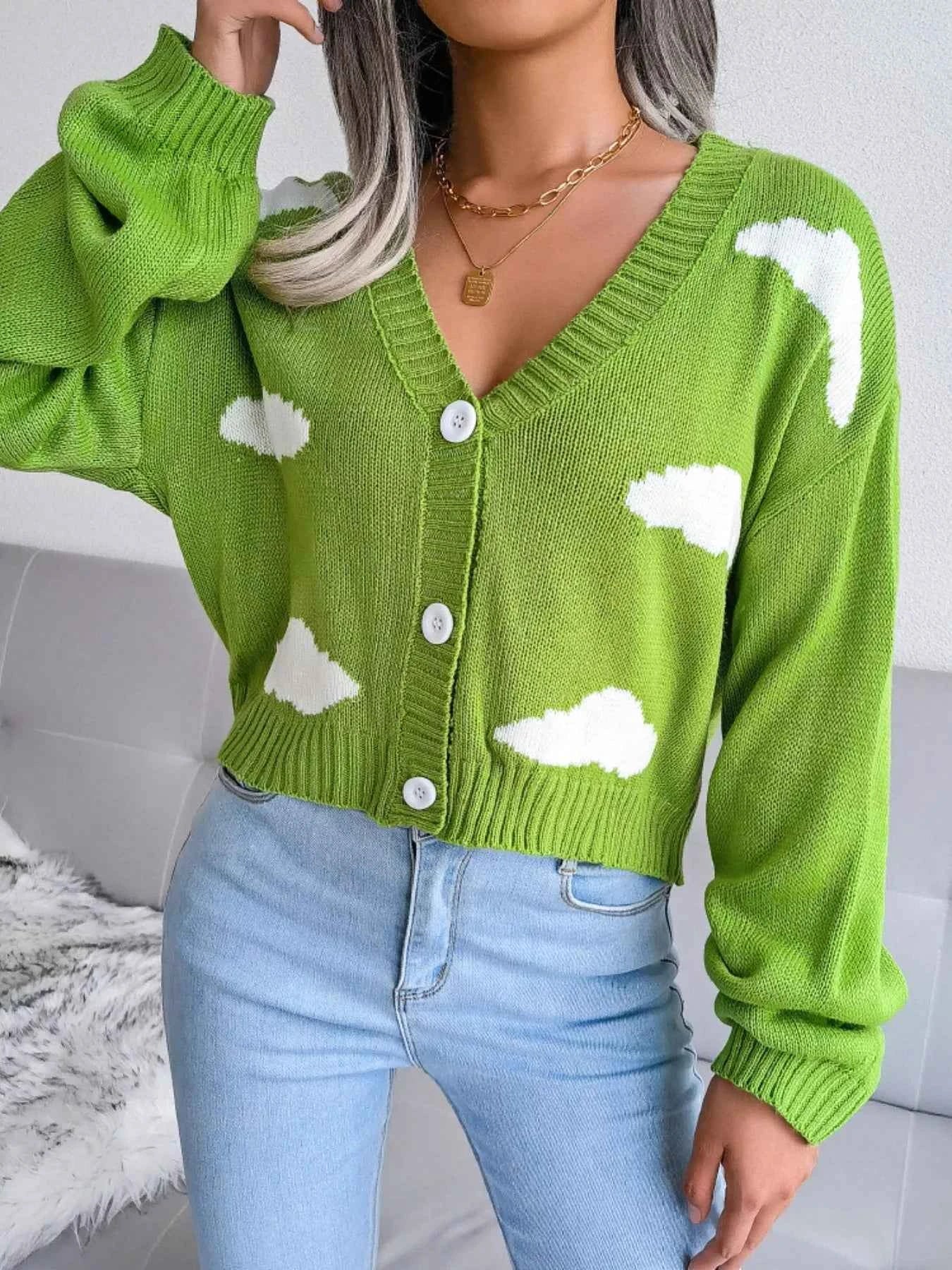 Cloud Pattern Button-Up Cropped Cardigan df84617a-c708-48c7-9866-ec3d6a526a64-Max-Origin