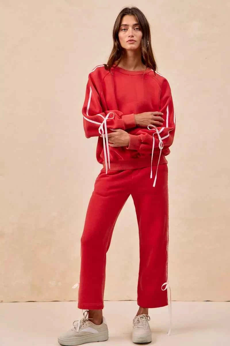 BiBi Side Lined Bow Details Fleece Sweatpants df85a871362a4c69bdbaa79e5c325c0e-Max-Origin