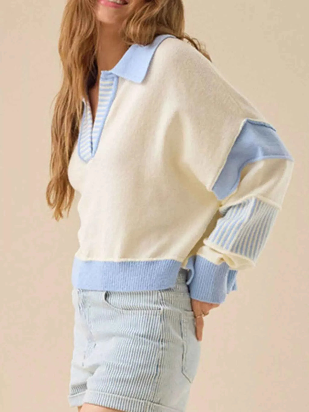 Color Block Dropped Shoulder Sweater df89a1b8-f3dd-46c3-bc1e-4097ad7dde58-Max-Origin