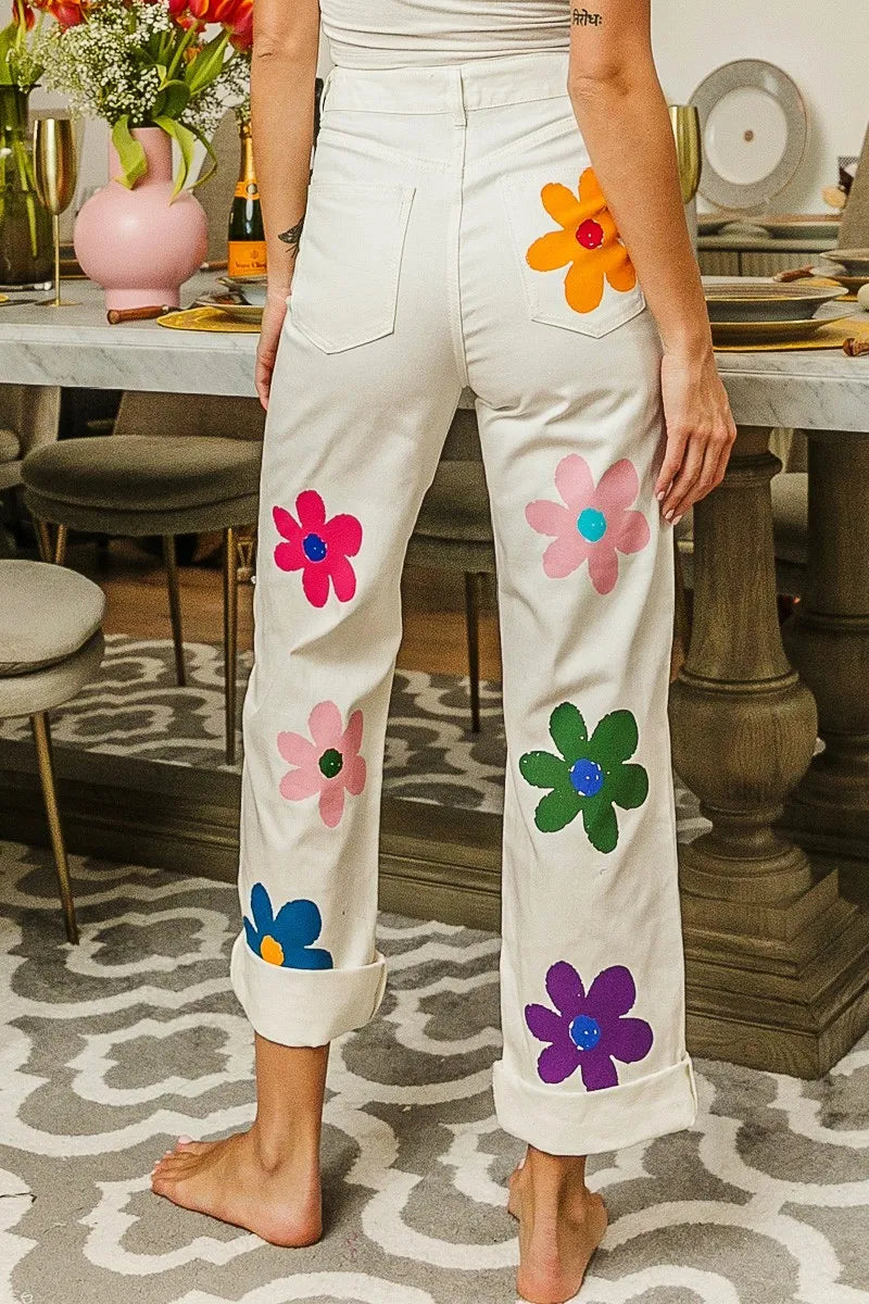 BiBi Flower Print Straight Legs Pants df92397a4cff4318bf398b7040b7b768-Max-Origin