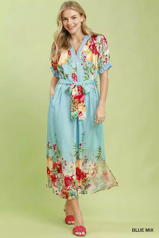 Mix Floral Border Print Midi Dress df9ed4b5-be3c-4b24-a3e1-9eeb6484c170-Max-Origin