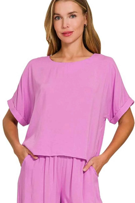 Zenana Round Neck T-Shirt and Wide Leg Pants Set dfaa6d9b-88d3-45a6-862e-ceeb53d65ae4-Max-Origin