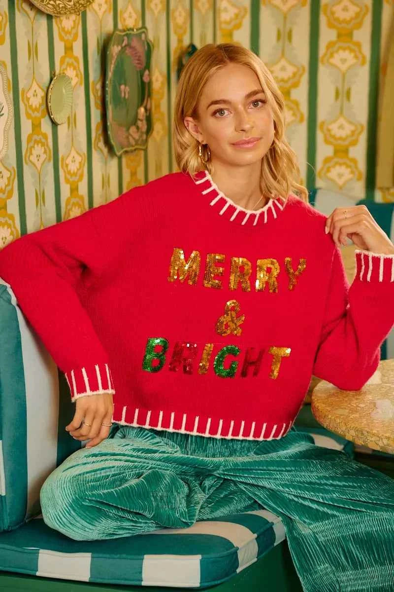 BiBi Christmas Theme Sequin Lattering Sweater dfaf7b1289124c329d6b1ada8921ff92-Max-Origin