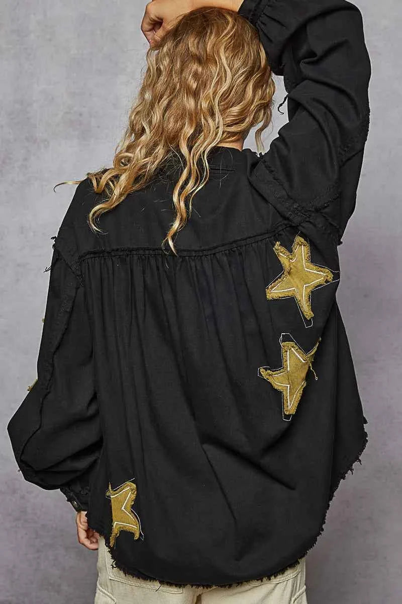 POL Star Patch Raw Hem Button Up Denim Jacket dfb4ba66-3aef-4efb-8068-fdd791a2d699-Max-Origin