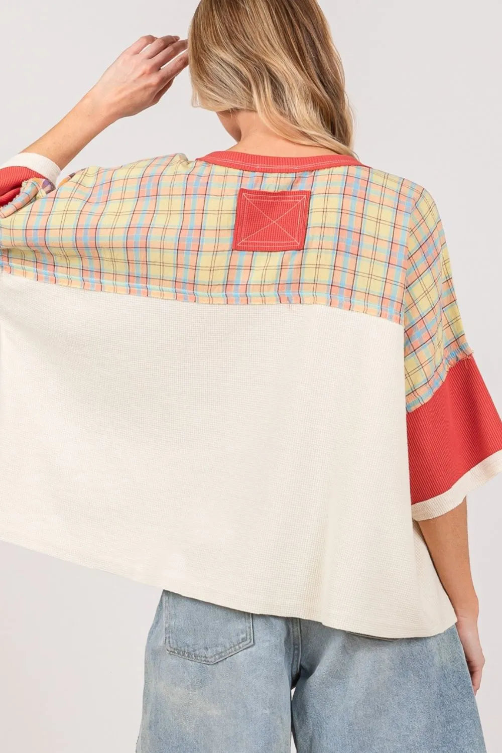 SAGE + FIG Round Neck Plaid Star Patch T-Shirt dfbae762-c664-4905-88fd-520ac2185f8d-Max