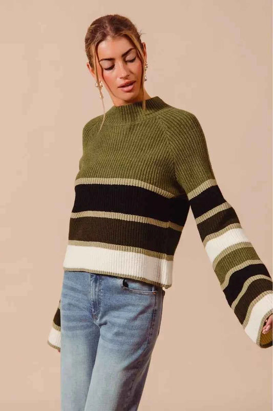 Multi Color Striped Mock Neck Sweater dfc95c04e02a4eea8597af80d1673226-Max-Origin