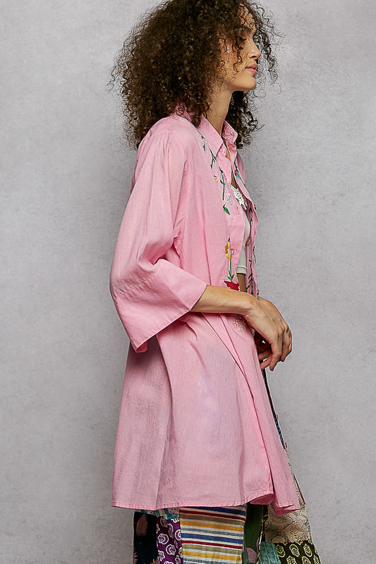 Floral Embroidered Half Sleeve Cotton Shirt dfce016f-e52a-4c26-9c79-20fb1ba23a27-Max